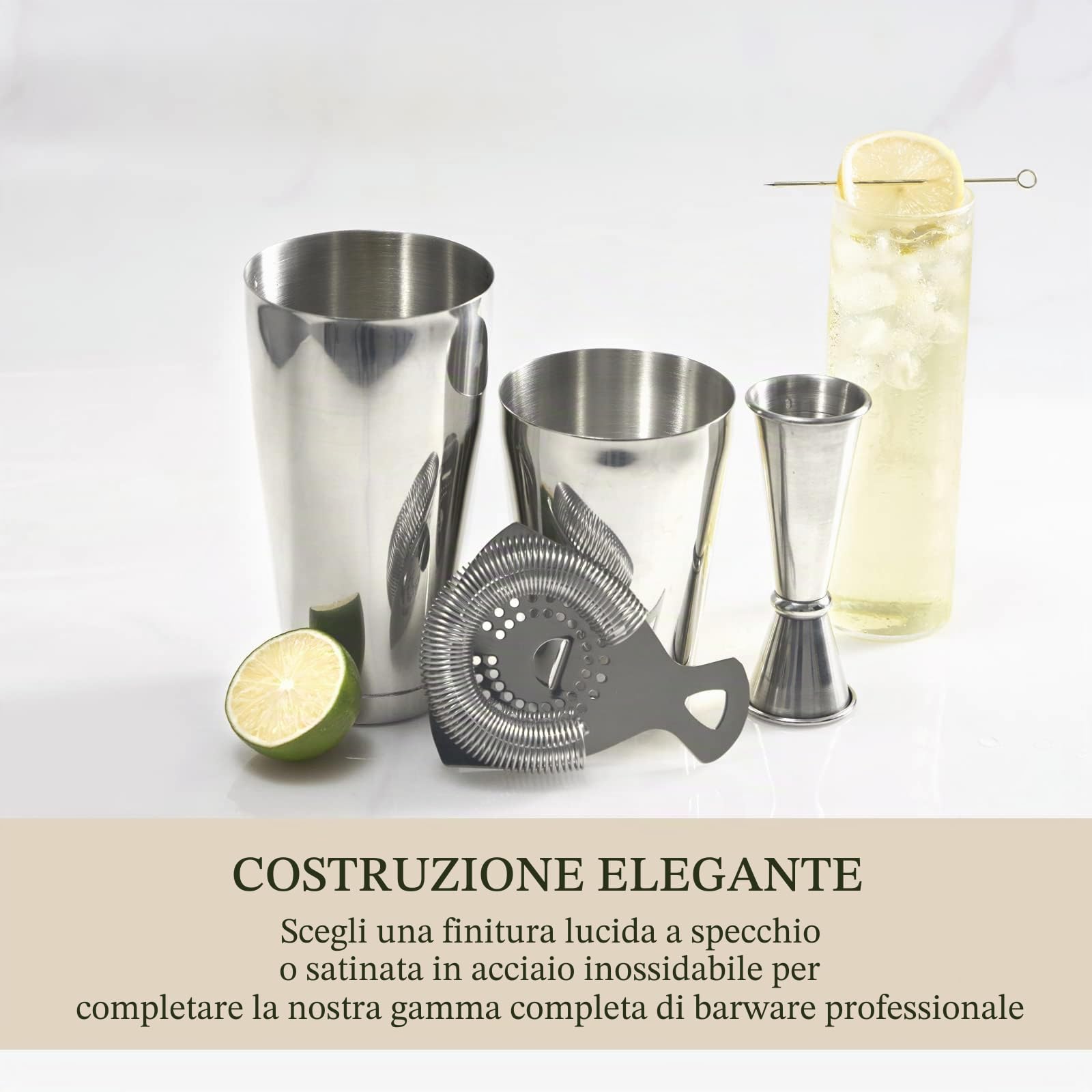 Jigger | Jigger Giapponese 1oz / 2oz con Misure Interne | Jigger per Cocktail in Acciaio Inox 304 per Bartending | Strumento Professionale per Bar (Argento)
