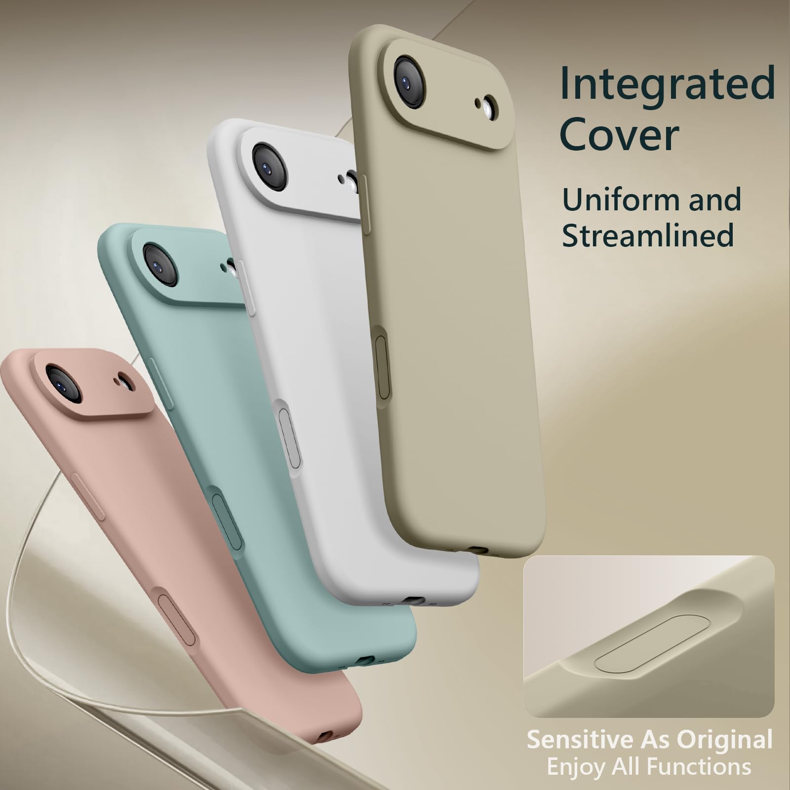 FireNova Funda magnética para Air 2025, compatible con MagSafe, botón de control de cámara de silicona integrado, protección de la cámara, forro de microfibra antiarañazos, 6.6 pulgadas, caqui