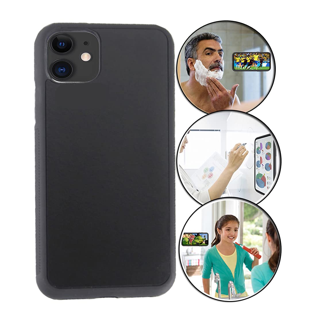 Omiofor iPhone 11 Antigravity Case Ultra Thin Magical Nano Adsorption Technology Anti-Gravity Protective Cover for iPhone 11 Sticky Case Nano Suction Soft Anti-Scratch Shell for iPhone 11 Case Black