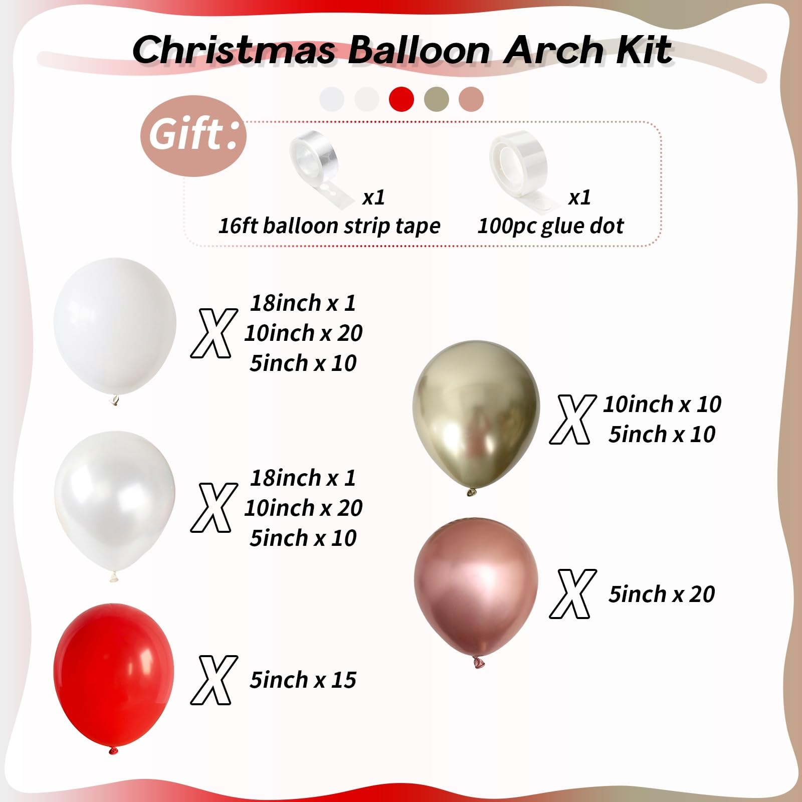 124Pcs Pearl White Light Gold Balloons Arch Kit - Image 2