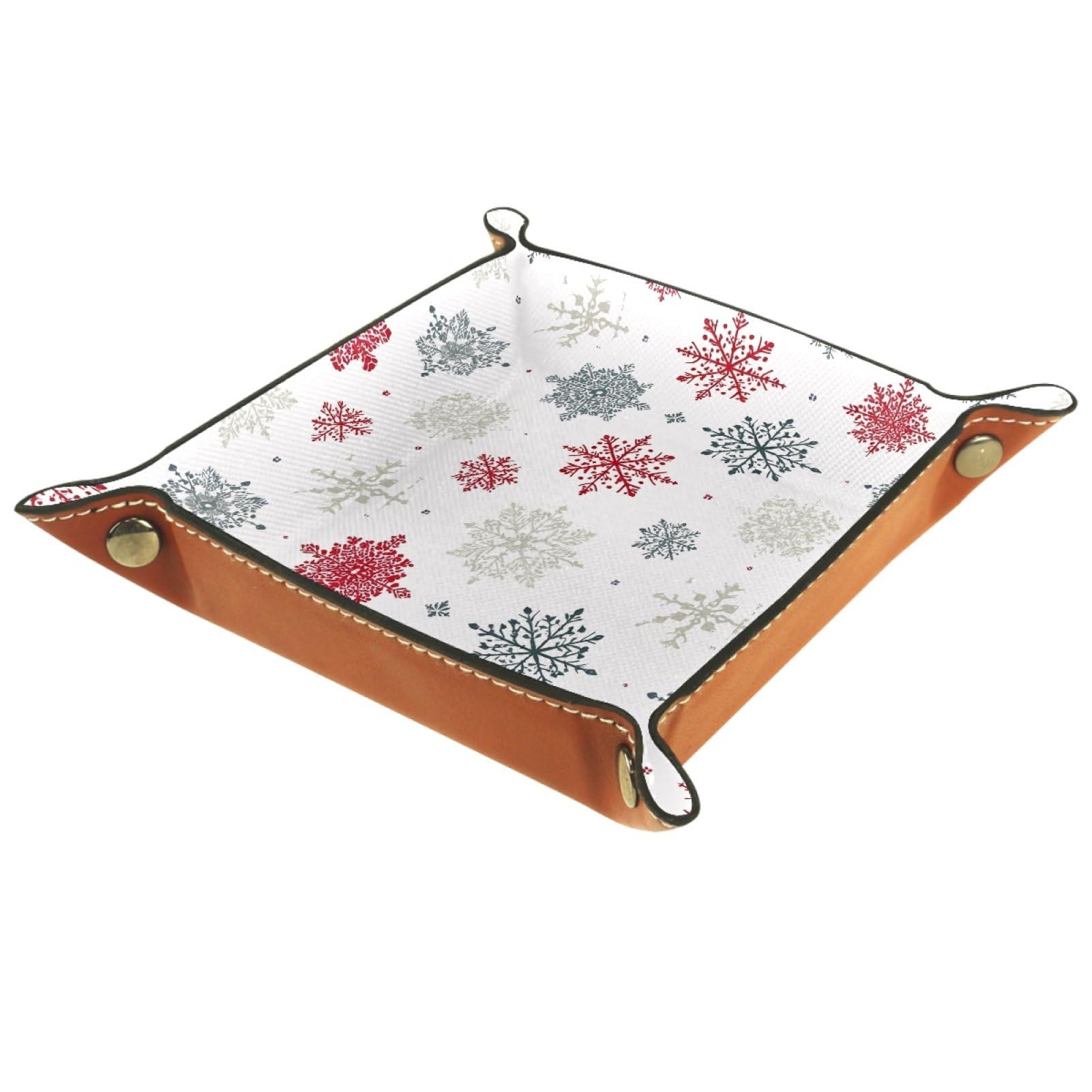 VAPOKF Snowflake Portable Folding Dice Rolling Tray, Microfiber Leather Dice Holder for Dice Games Like RPG, DND and Other Table Games