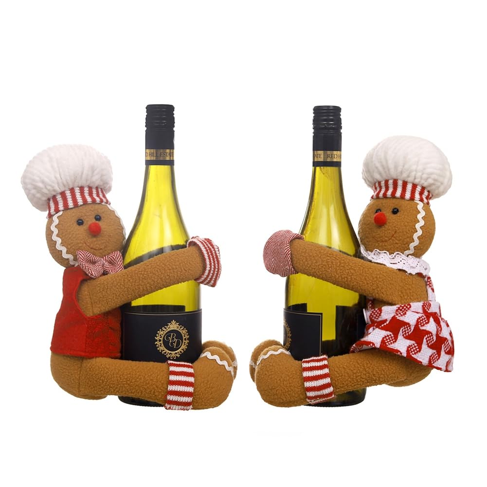 CTRLZS 2PCS Gingerbread Christmas Decorations, Gingerbread for Christmas Tree Wine Bottle Curtain Ornaments