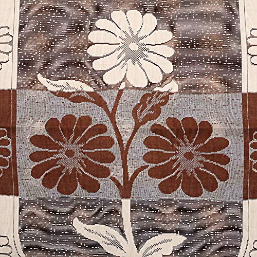 Image of Kuber Industries Circle Design Cotton 6 Seater Dining Table Cover (Brown, CTKTC32649) Flower Design Cotton 3 Seater Sofa Cover Set|Pack of 2 (Brown)