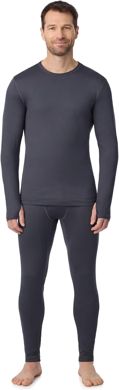 Cuddl Duds Mens Lightweight & Breathable Everyday Active Base Layer Set – Long Sleeve Top & Leggings – Lounge Sets for Men