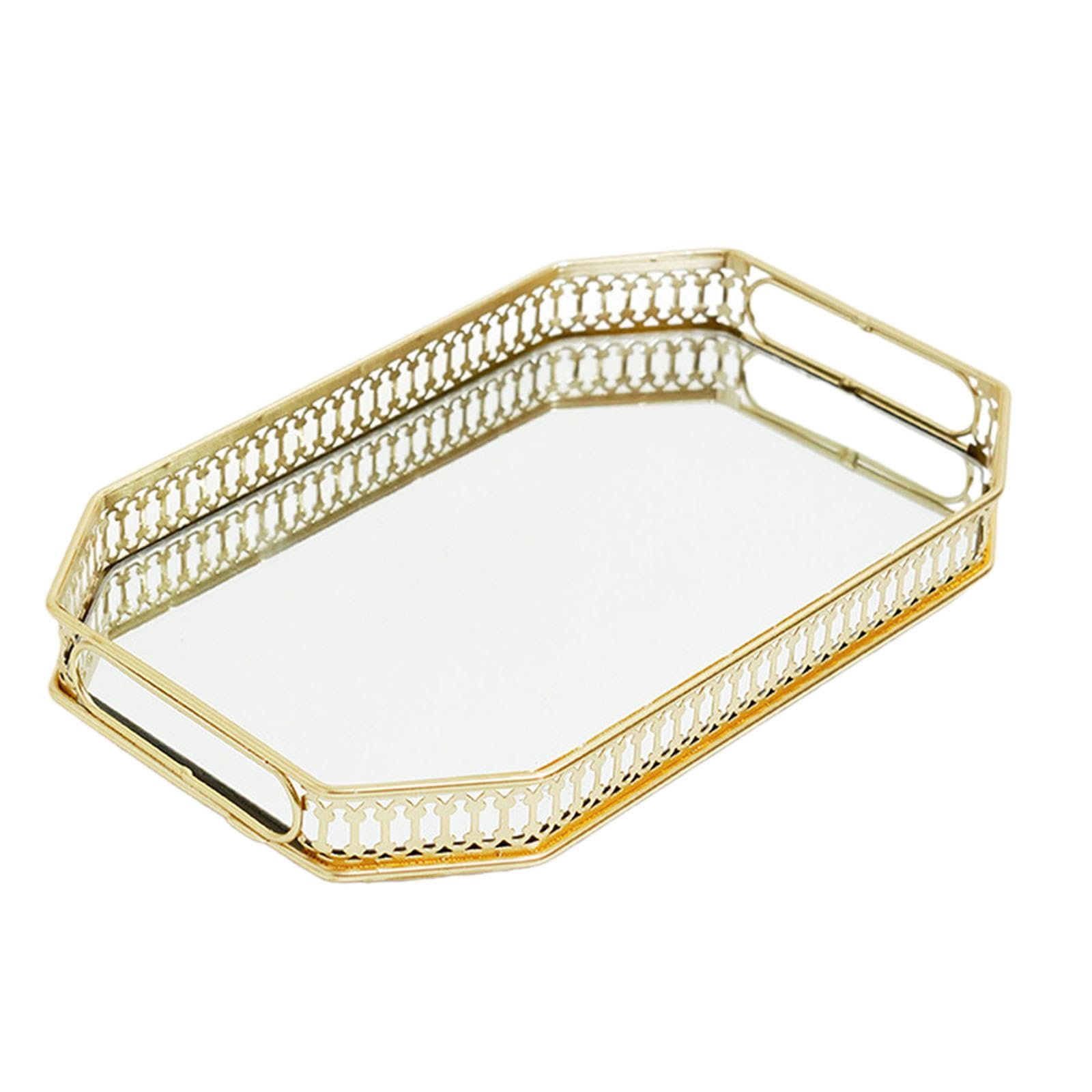 Miroir plateau bijoux en métal élégant, l'idée cadeau idéale pour chambre et salon