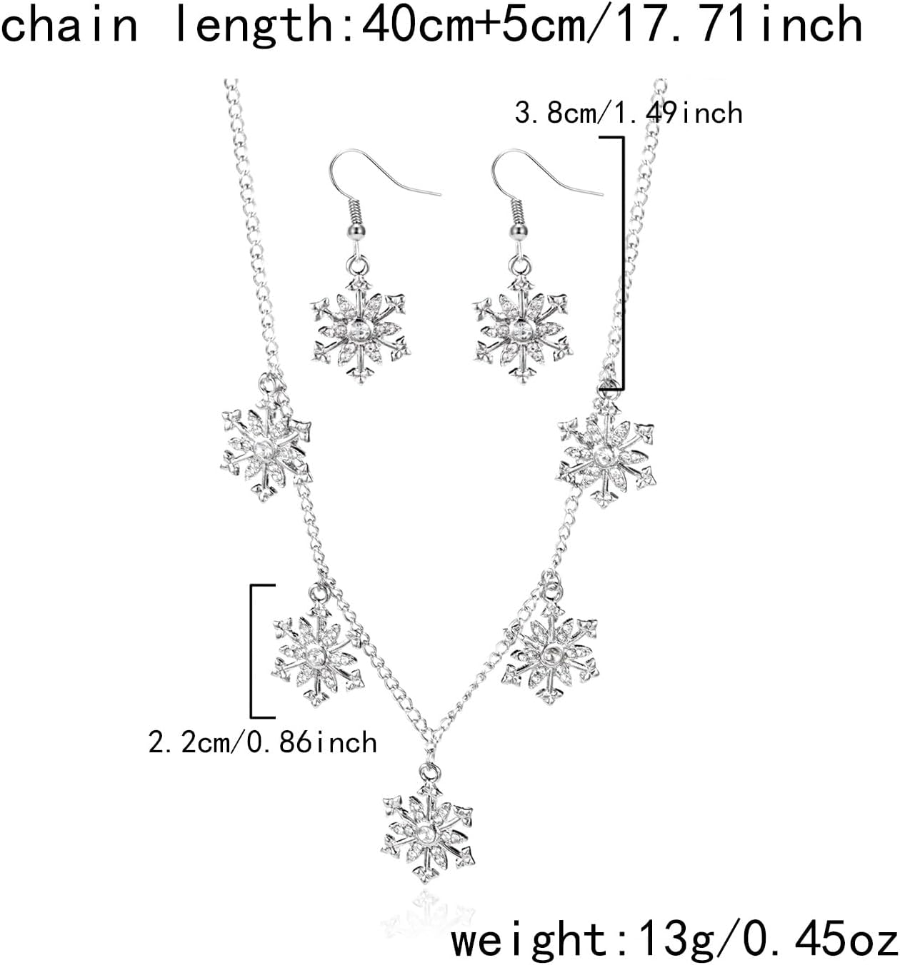 Christmas Snowflake Jewelry Set for Women Sparkling Rhinestone Snowflake Necklace Winter Snow Flower Earrings Xmas Holiday Jewelry - Image 2