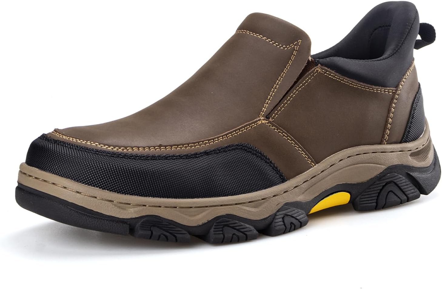 UPIShi Men's Slip On Hands Free Waterproof Work Loafers Leather Walking Slip-Ins Casual Outdoor Office Business Cushioning Shoes