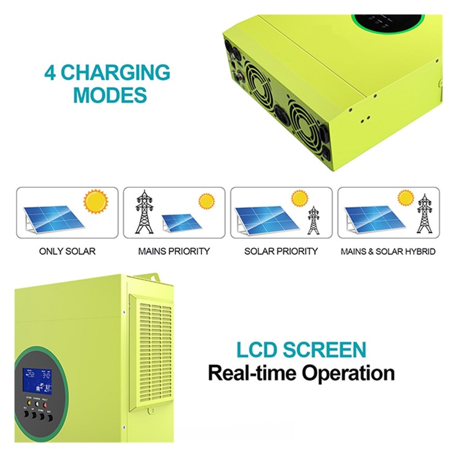 3600W Inwerter Solarny Hybrydowy MPPT 500VDC 80A Maksymalny Prąd Ładowania 3.6KW 24V 6000VA Czysta Fala Sinusoidalna Off-grid Z WIFI OszczęDność KosztóW(ISolar SMX II 5.6KP WIFI)