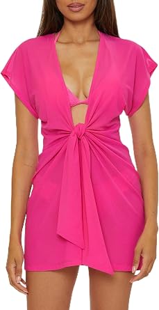 Trina Turk Womens Indio Tie Front Dress, Casual, Sheer, Beach Cover Ups for Women