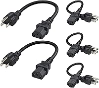 Vista 10 de CableCreation [Paquete de 2] Cable de alimentación universal de 6 pies 18 AWG para NEMA 5-15P a IEC320C13, 1.8M / Negro