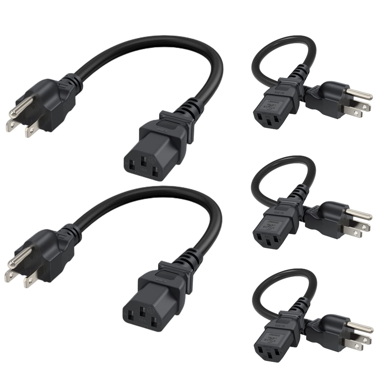 CableCreation [5-Pack] 1 Feet 18 AWG Universal Power Cord for NEMA 5-15P to IEC320C13 Cable, 0.3M / Black