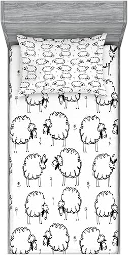 Miniatura 414 de Ambesonne - Juego de sábanas bajeras y fundas de almohada, diseño clásico botánico, plantas de jardín vintage, juego de 3 piezas con estampado