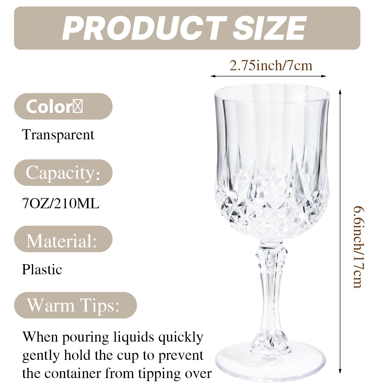 Snapklik CHLJAR 24 PCS Plastic Wine Glasses 7oz Clear Plastic snapklik-chljar-24-pcs-plastic-wine-glasses-7oz-clear-plastic