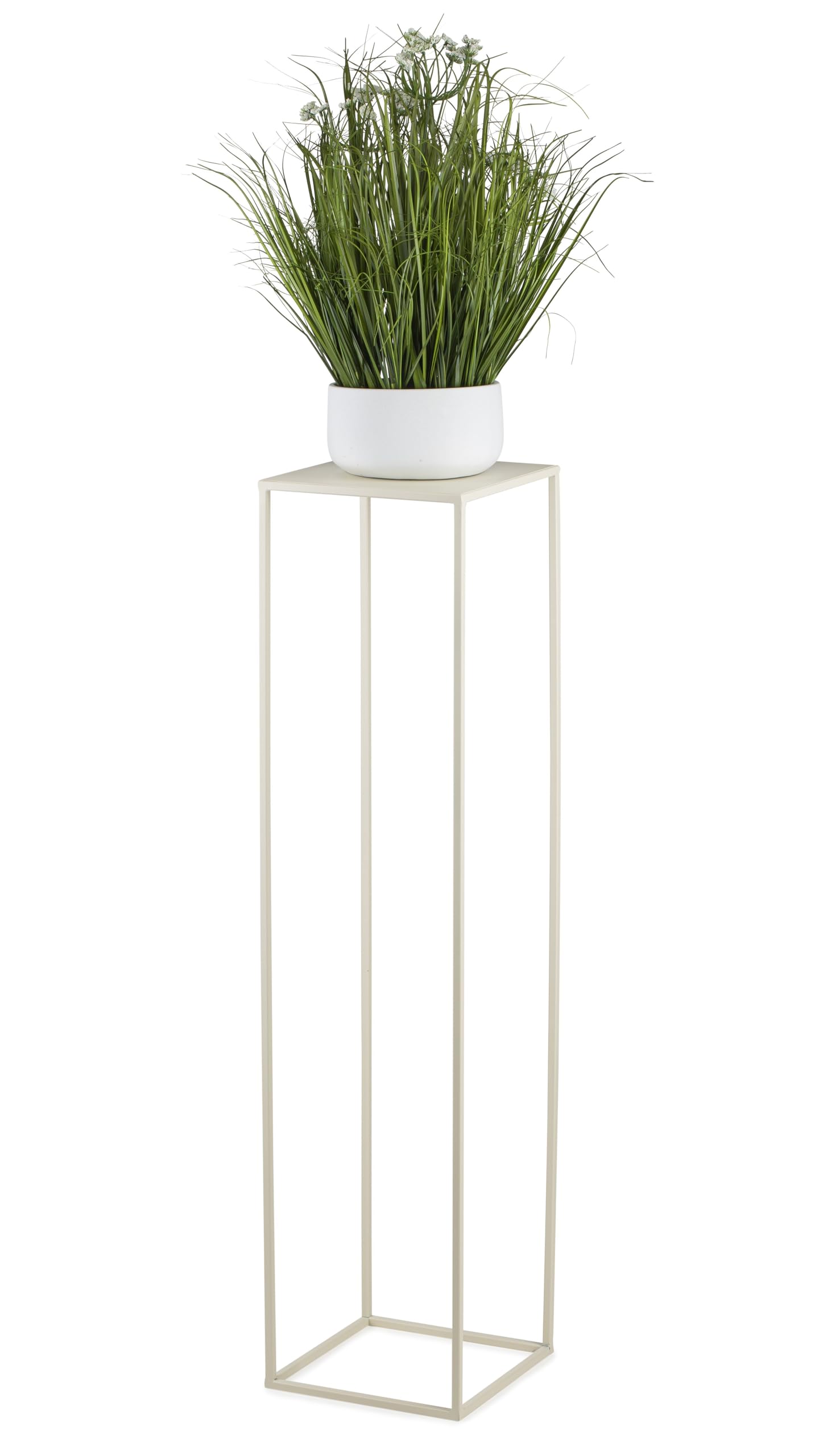 Howhomely Cream-Coloured Flower Stand Metal Cream 100 Cm High - Solid And Robust Metal Flower Stool - Plant Stand For Decoration In Living Room, Bedroom Or Office