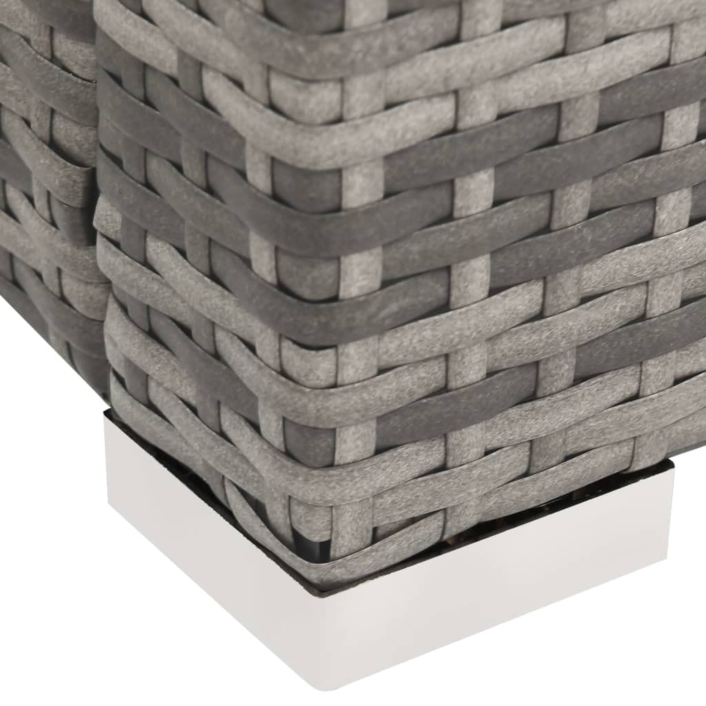 Lit double en polyrotin, gris, de jardin, de loisirs, convient pour jardin, terrasse, cour, côté piscine