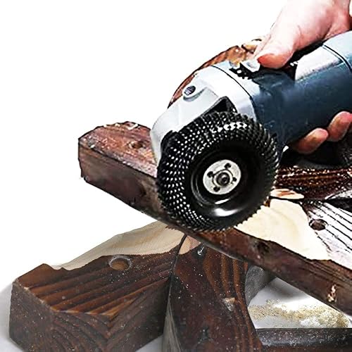 Miniatura 5 de Juego de 3 discos de tallado de madera para amoladora angular de 4 pulgadas con eje de 5/8 pulgadas, disco de moldeo para amoladora de tocones,