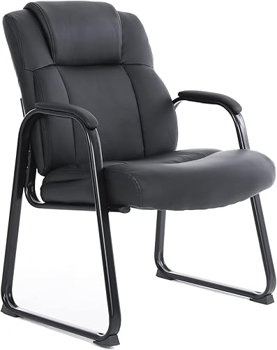 CLATINA Big & Tall - Silla ejecutiva para sala de espera de 400 libras con reposabrazos acolchado de cuero regenerado, estilo moderno, con base de