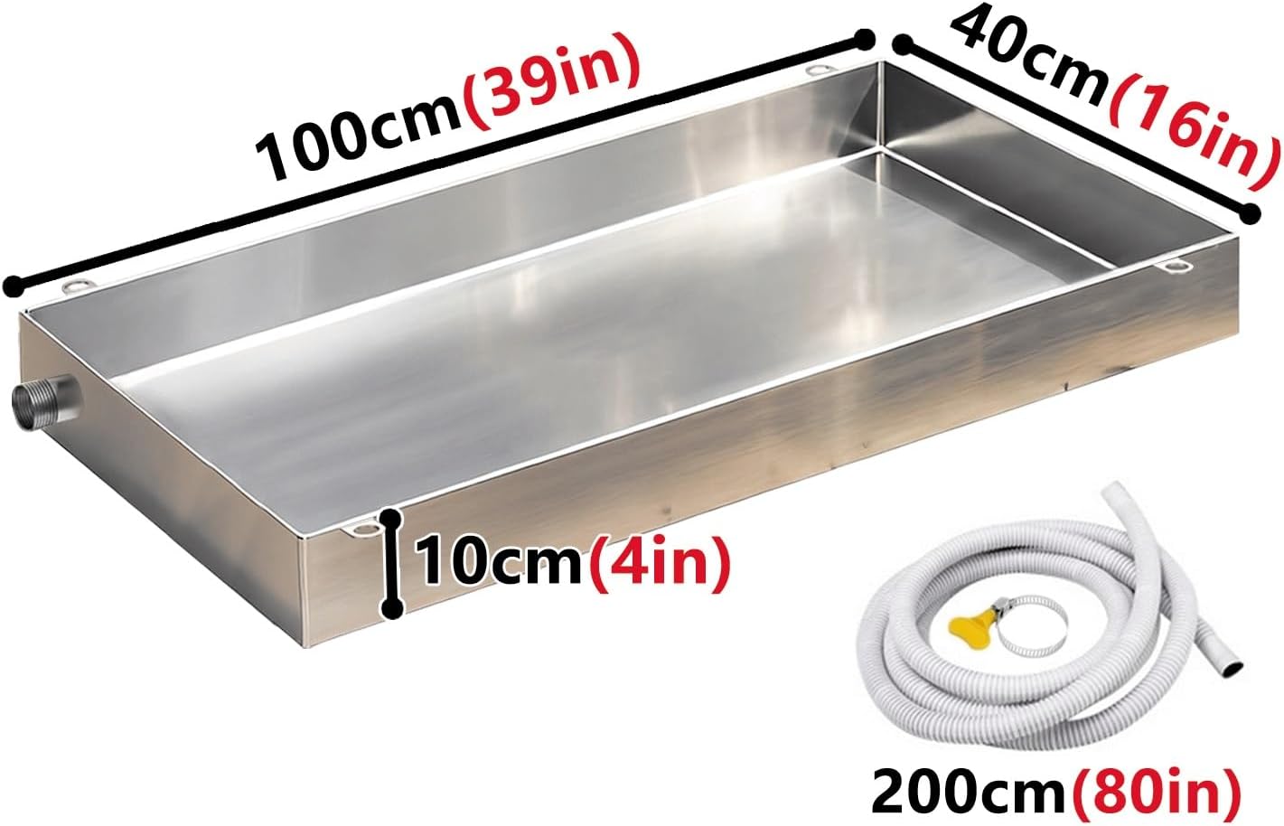 Premium 0.8mm 304 Stainless Steel AC Condensate Drain Pan - Leak Proof Water Catcher & Drip Tray for Air Conditioners, Washers, Hot Water Heaters - 100x40cm (39x16in) Garage & Kitchen Solution