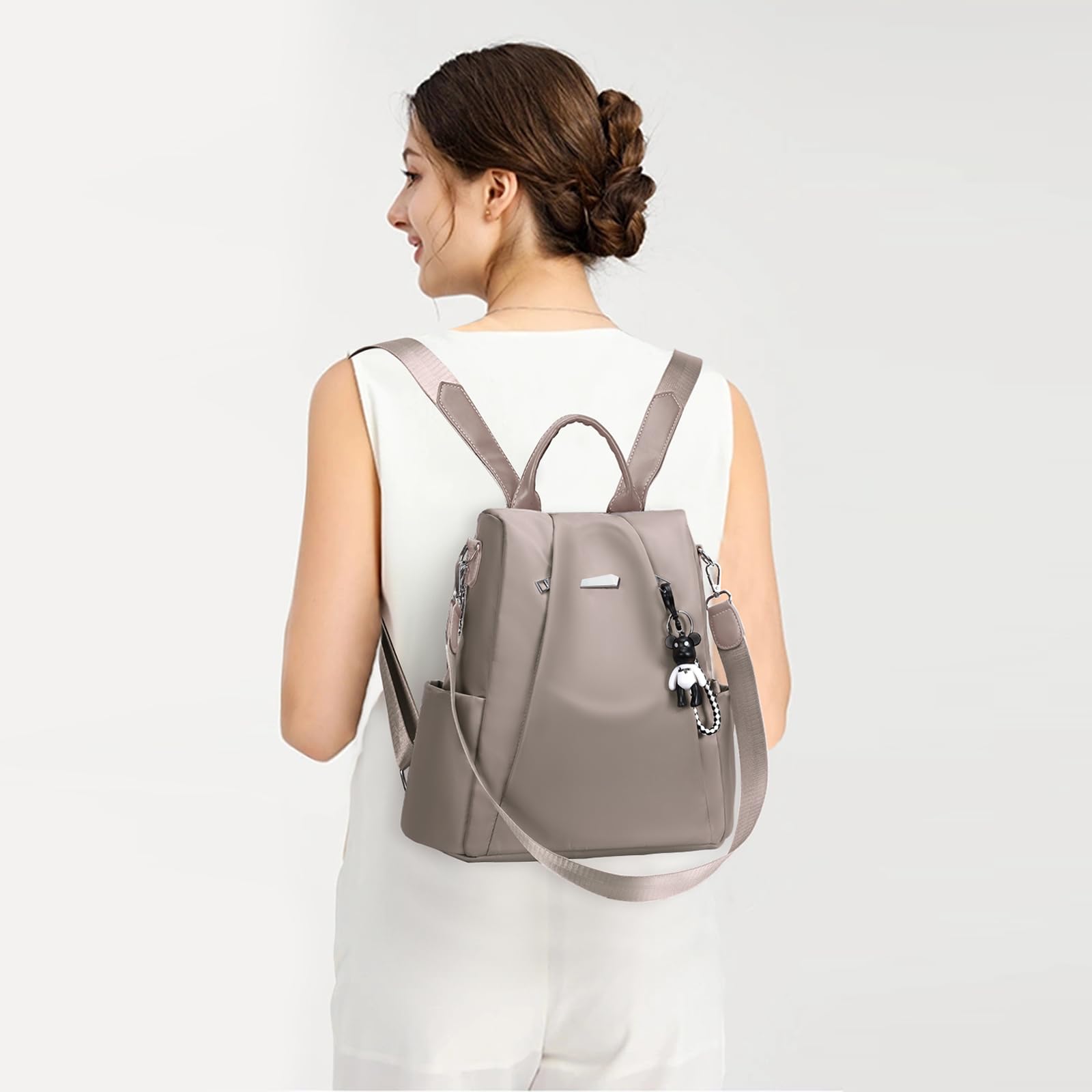 Eshow Zaino Donna Antifurto, Zainetto Multifunzionale, Borsa Casual ed Moda per Viaggio, Scuola, Lavoro, Shopping, Visite e Università