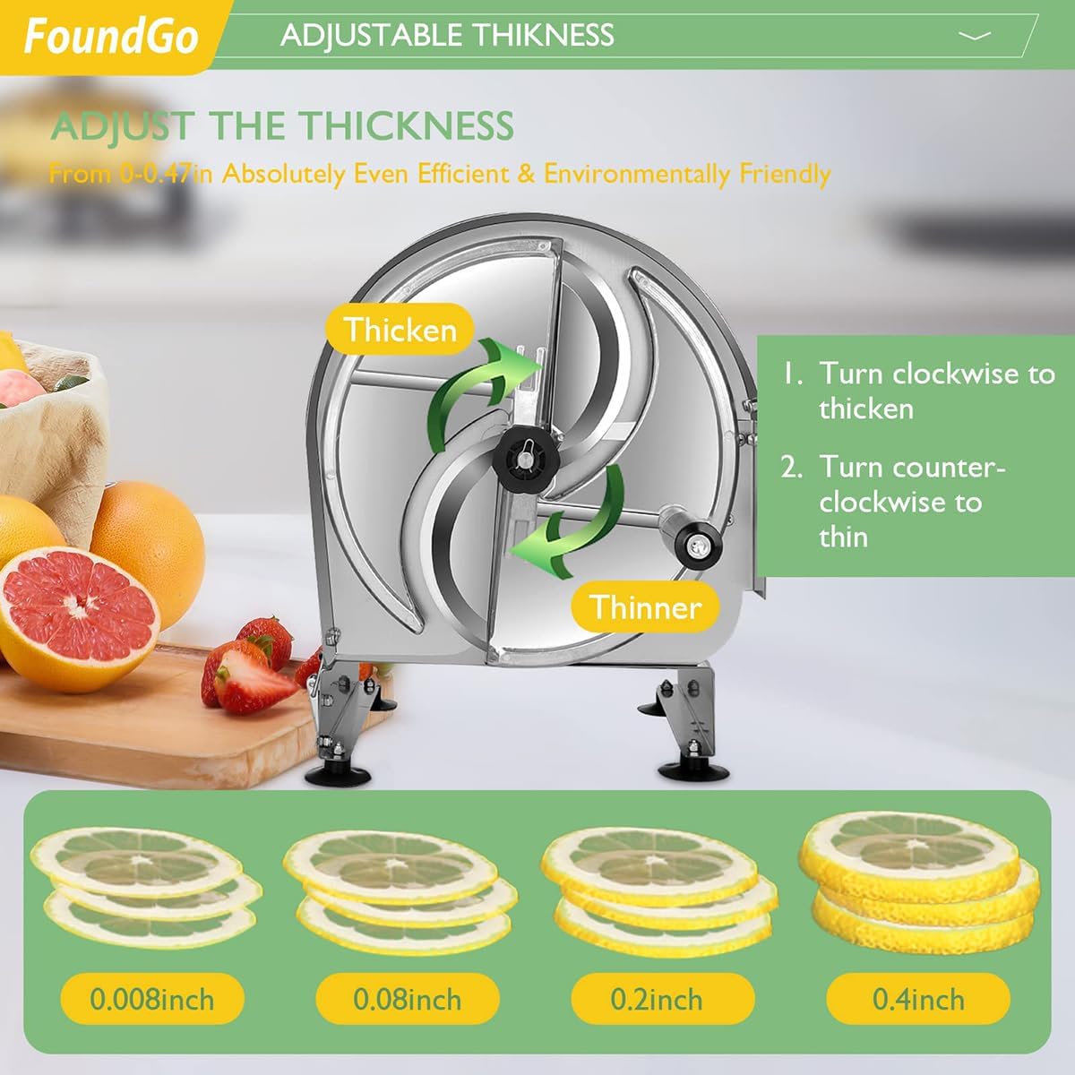 Cortador de verduras y frutas, cortador de alimentos de acero inoxidable con grosor ajustable para uso doméstico y restaurante, herramienta de cocina eficiente y duradera