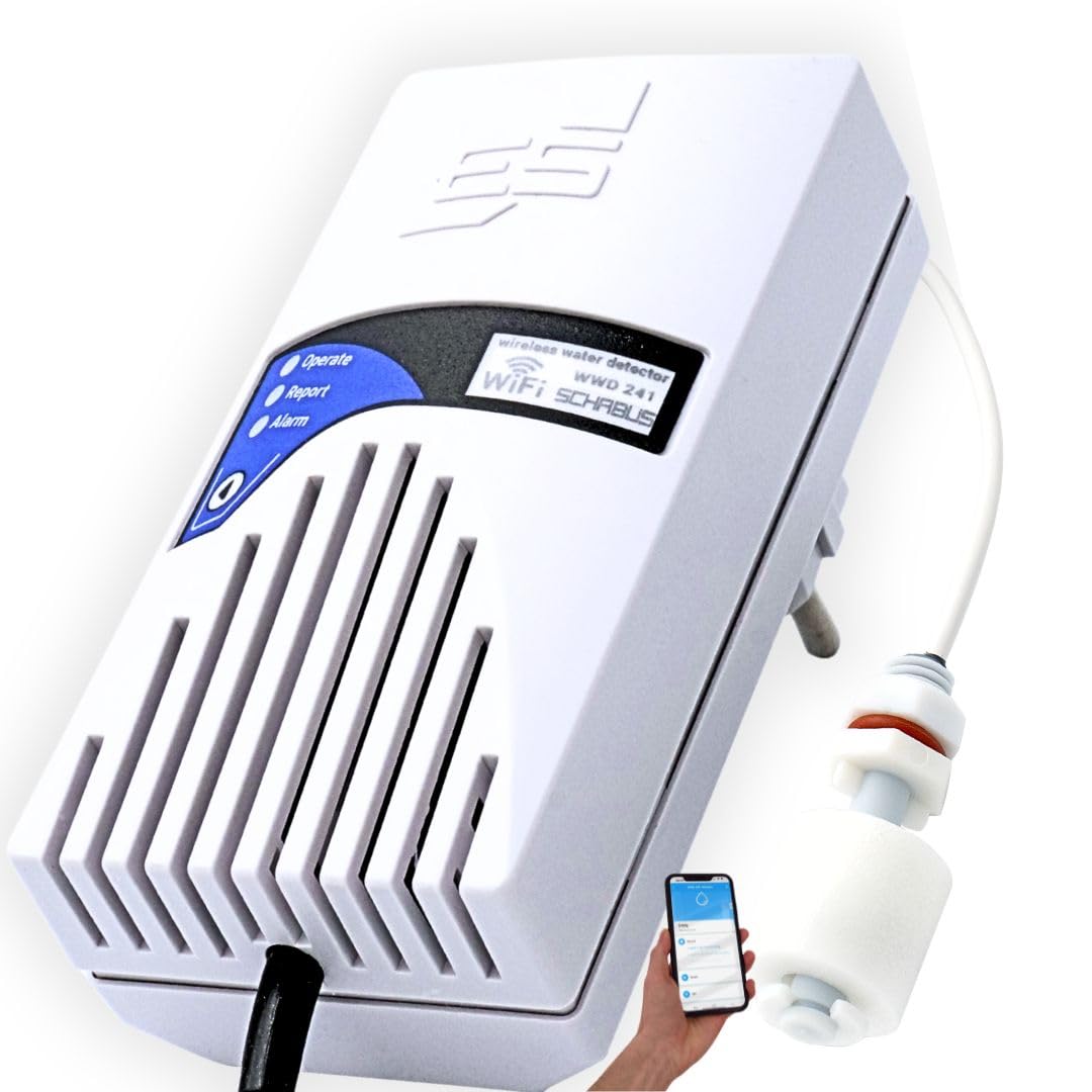 Schabus Wassermelder WWD 241 Smart mit Minischwimmer, 230V, einfache Installation (Schukostecker), akustische (90dB) und optische Warnung, zudem Push Meldung bei Anbindung an Smart-Life App