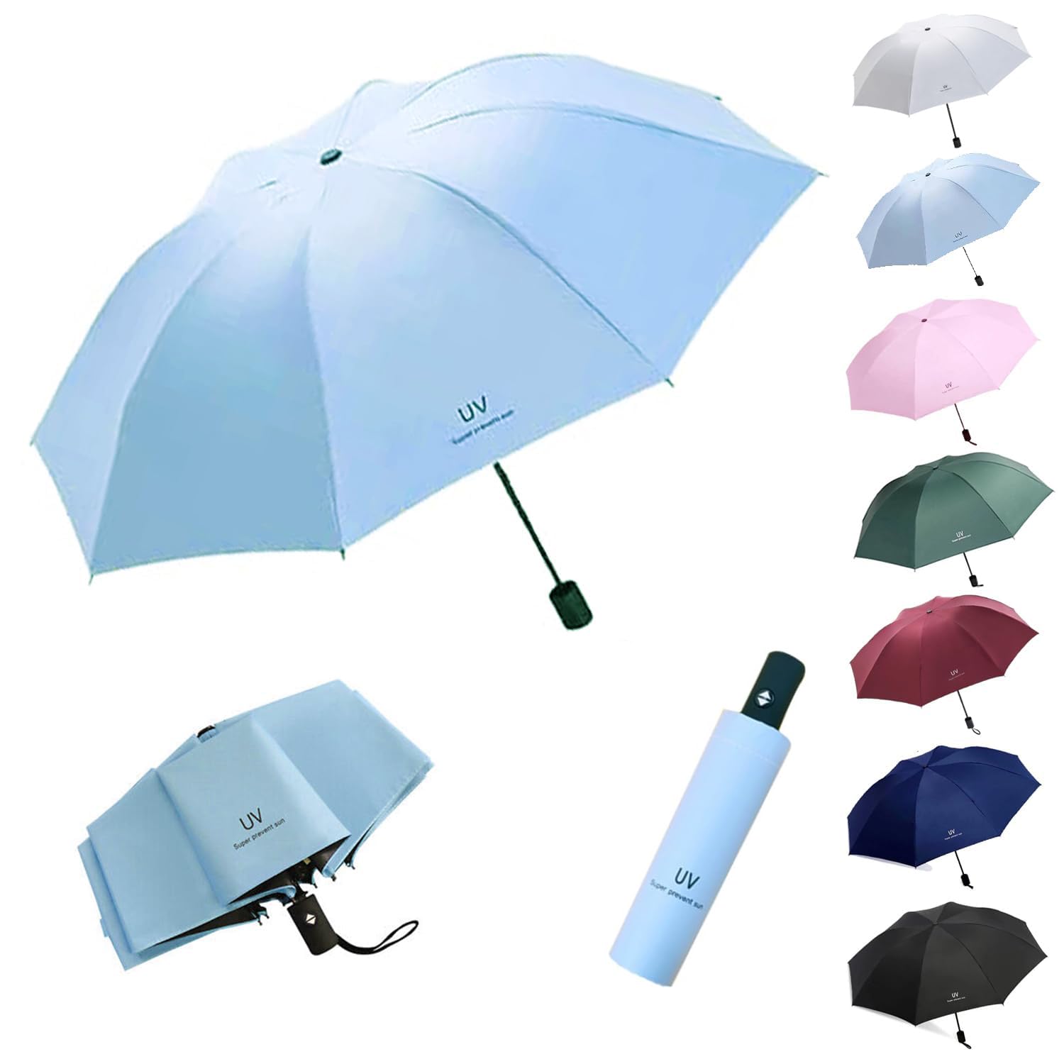 LBOYLOVEUV Foldable Umbrella Automatic Open/Close For Winter, Summer Upf 50+, 38in Windproof Cooling Sun Umbrella UV Protection Beach Umbrella Travel Uv Blocker Golf Umbrellas For Rain