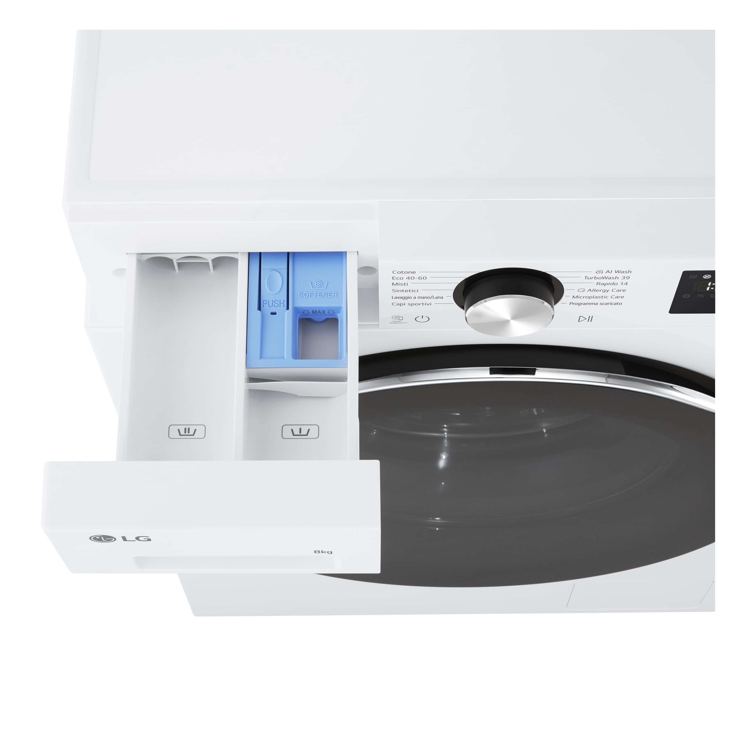 LG F2NX50S8TLC Lavatrice 8 kg Slim Classe A -30%, 1200 Giri, Programma AI Wash con Intelligenza Artificiale, Wi-Fi, Allergy Care, TurboWash 360, Direct Drive, Serie X5, White