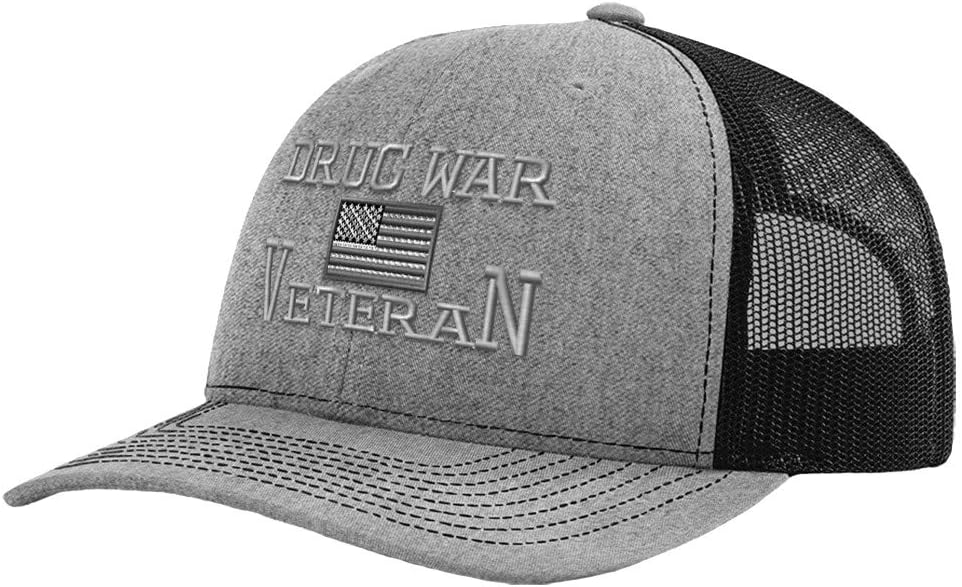 Richardson Trucker Hat American Veteran Drug War B Embroidery Polyester Baseball Cap Snapback Heather Grey Black