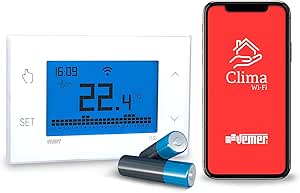 VEMER VE788700 je wifi-batterij, wifi-thermostaat met intelligente batterij, wifi-thermostaat via smartphone bestuurbaar met iOS- en Android-app, compatibel met Alexa en Google Home, zwart
