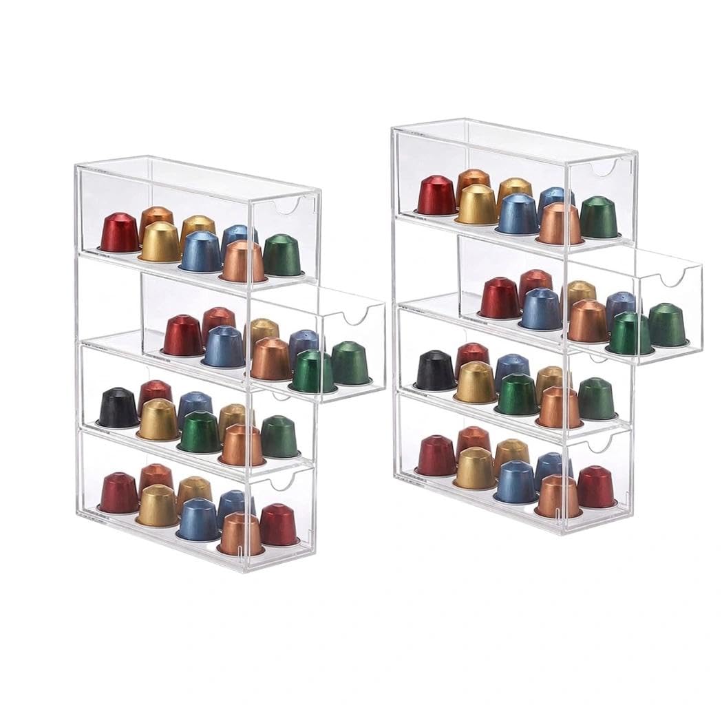 Organiseur de bureau acrylique empilable pour cosmétiques et capsules de café