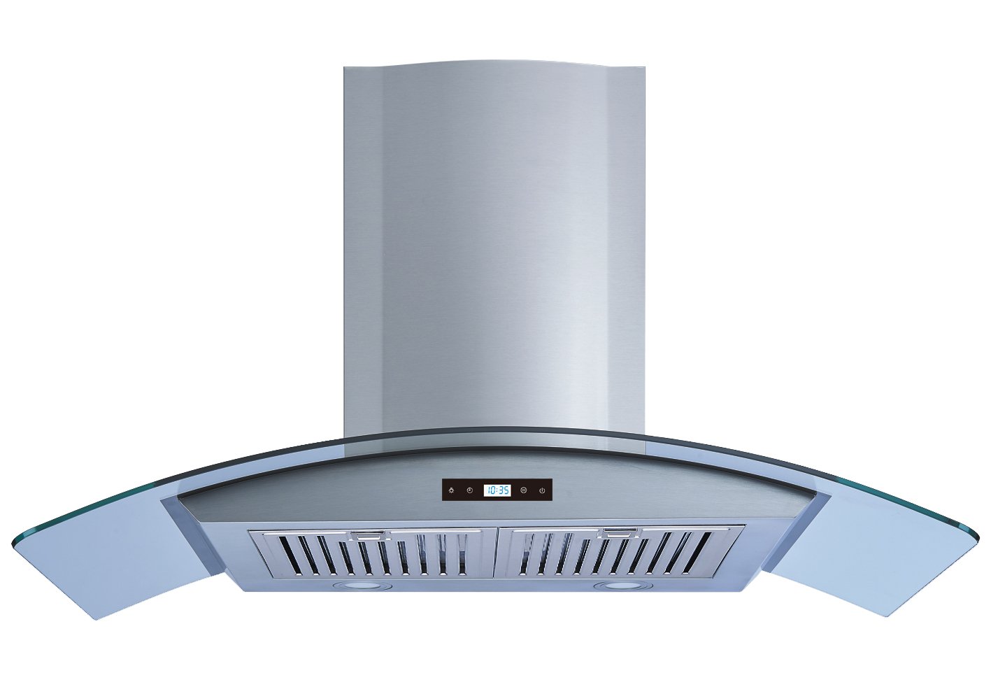Winflo 36 In. Convertible Stainless Steel/Glass Wall Mount Range Hood with Stainless Steel Baffle Filters and Touch Sensor Control