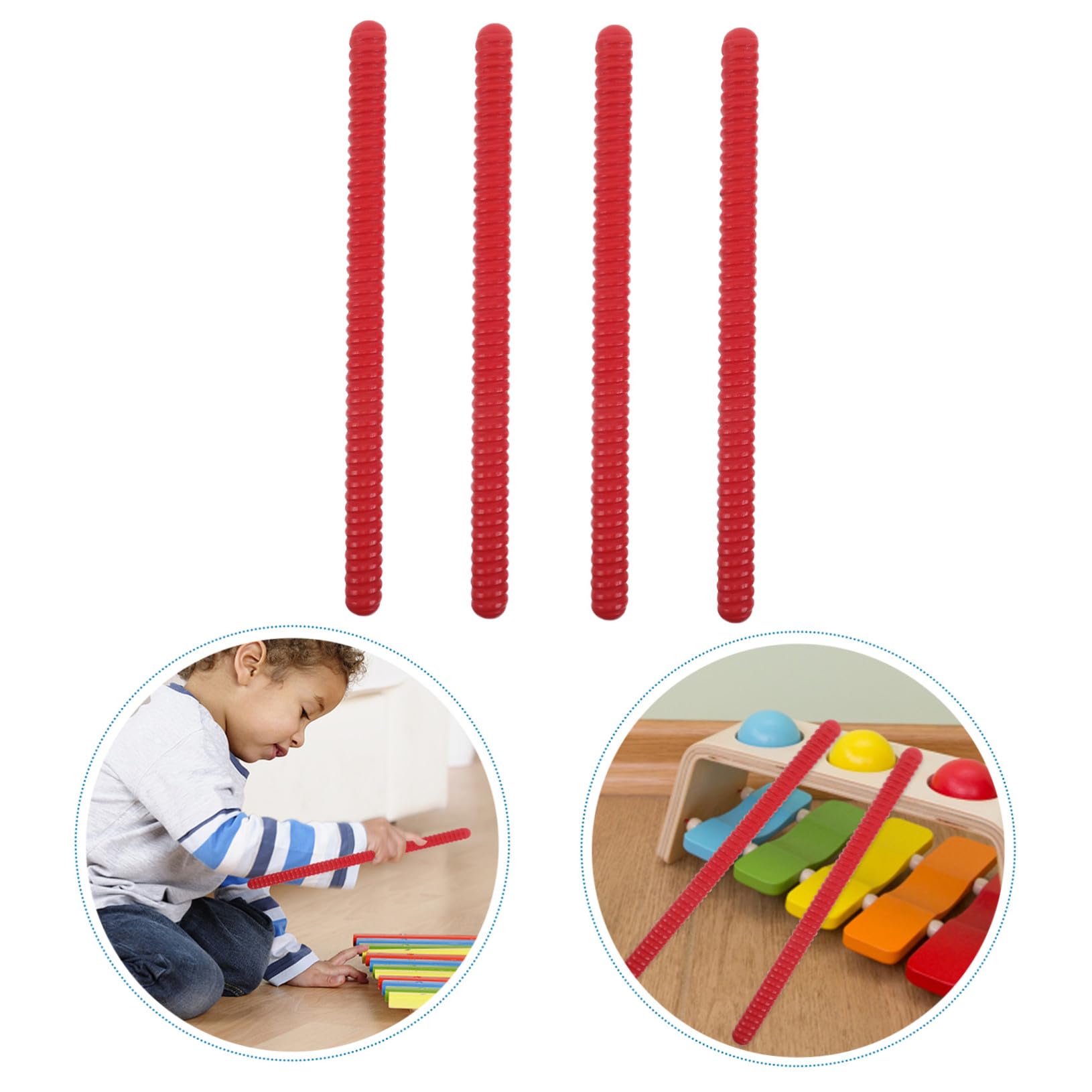 Baquetas Rítmicas Musicales 4 Piezas de Madera en Espiral para Niños