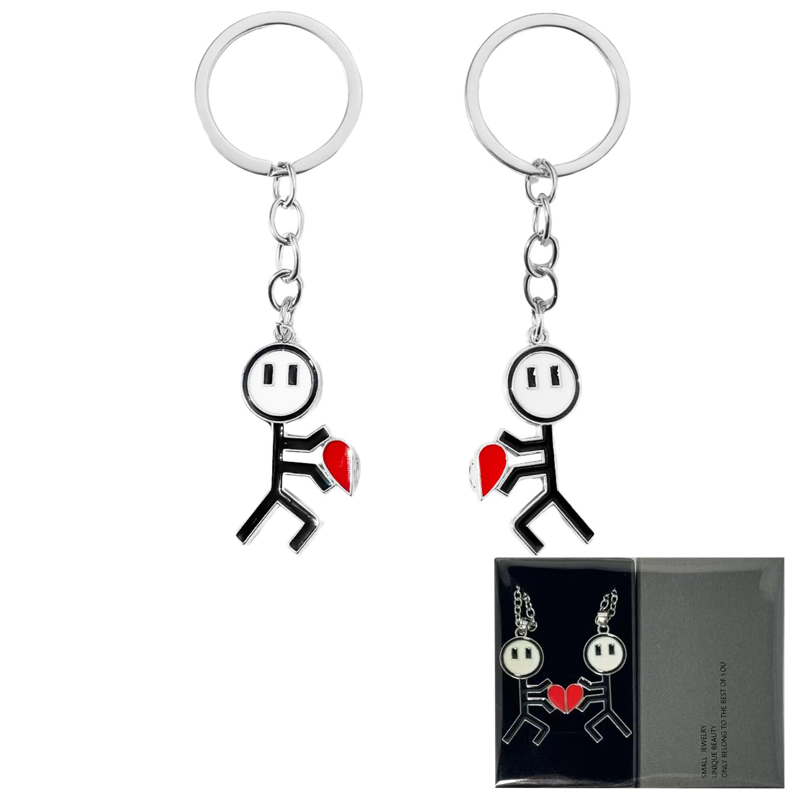 ZWWOGE 2pcs Llaveros con Figura cordate,Ideal para Parejas,Corazón Regalos Originales y Románticos para Novios y Enamorados,Idea de Regalo para Hombre en San Valentín o Aniversario de Pareja
