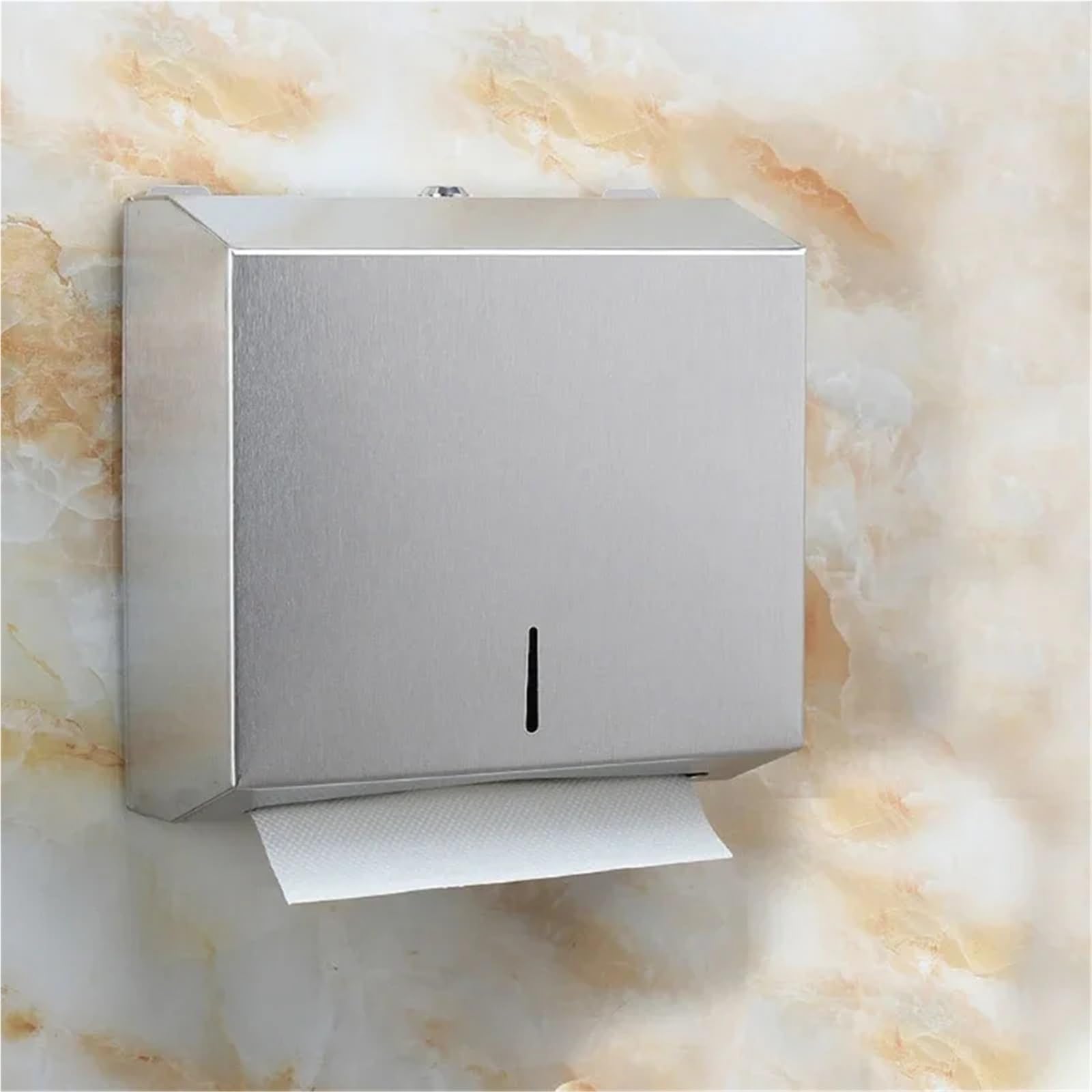 Portafazzoletti da Parete Dispenser di Asciugamani di Carta a Parete, Scatola for fazzoletti da Cucina in Acciaio Inossidabile con Serratura(Gold)