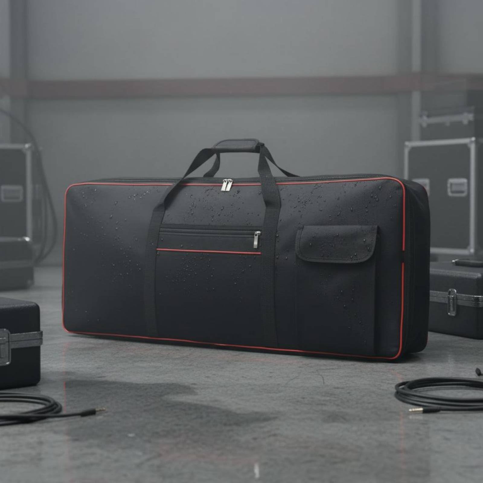 Funda Impermeable para Teclado Electrónico con Acolchado Grueso Asas Reforzadas Bolsillos Exteriores y Diseño Ergonómico Adecuada para Músicos Conciertos Transporte Diario, Rojo, 88-Key S