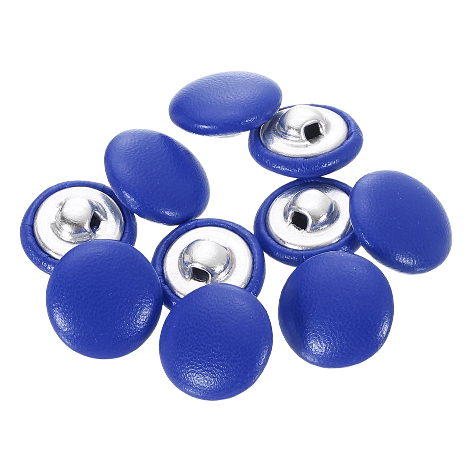 sourcing map 10pcs PU Leather Covered Buttons 15mm Diameter Round Aluminum Shank Craft Replacement Sewing Buttons for Clothing Decoration DIY Accessories, Blue