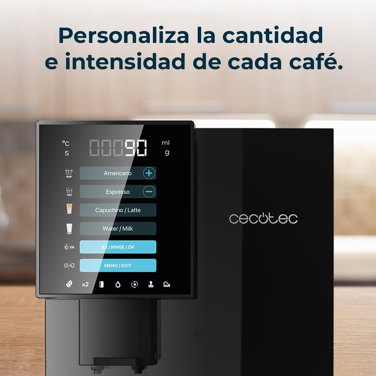 Cecotec Cafetera Superautomática Cremmaet Compactccino Black, 19 Bares, Sistema Thermoblock, Grano recién molido con Plug&Play, Depósito 150gr café con molinillo, 1,1 L agua, 400ml leche