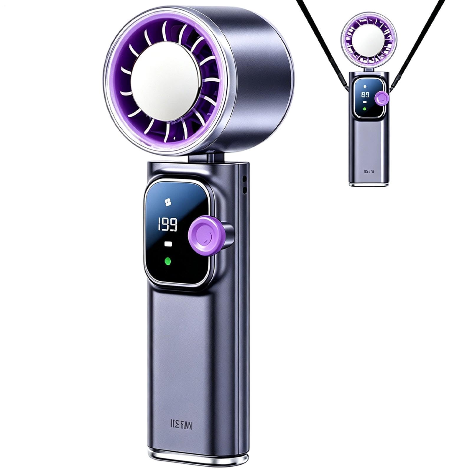 Ventilateur à main rechargeable 4000mAh pliable avec 199 vitesses