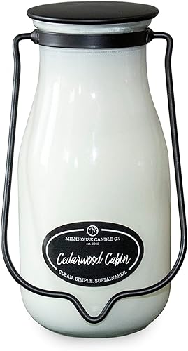 Milkhouse Candle Company Cedarwood Cabin Creamery Collection Vela de soja perfumada tarro de leche 14 onzas