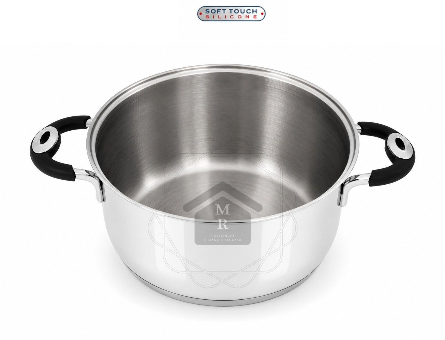 CASSERUOLA MAXI cm. 30 ACCIAIO INOX 18/10 TRIPLO FONDO INDUZIONE LINEA BIO