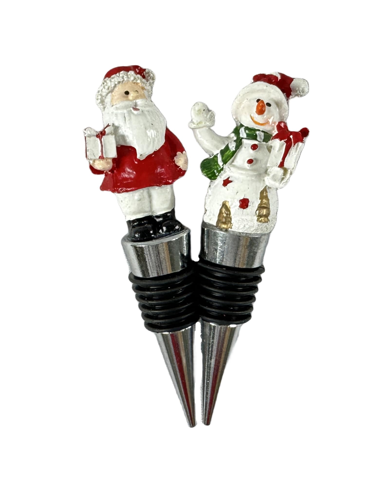Christmas Holiday Wine Bottle Stoppers Set - Santa Snowman 2 Mixed Decor Sealer - Olive Oil Liquor Bottles Wine Corker Xmas Gifts for Alcohol Spirits Whiskey Lover