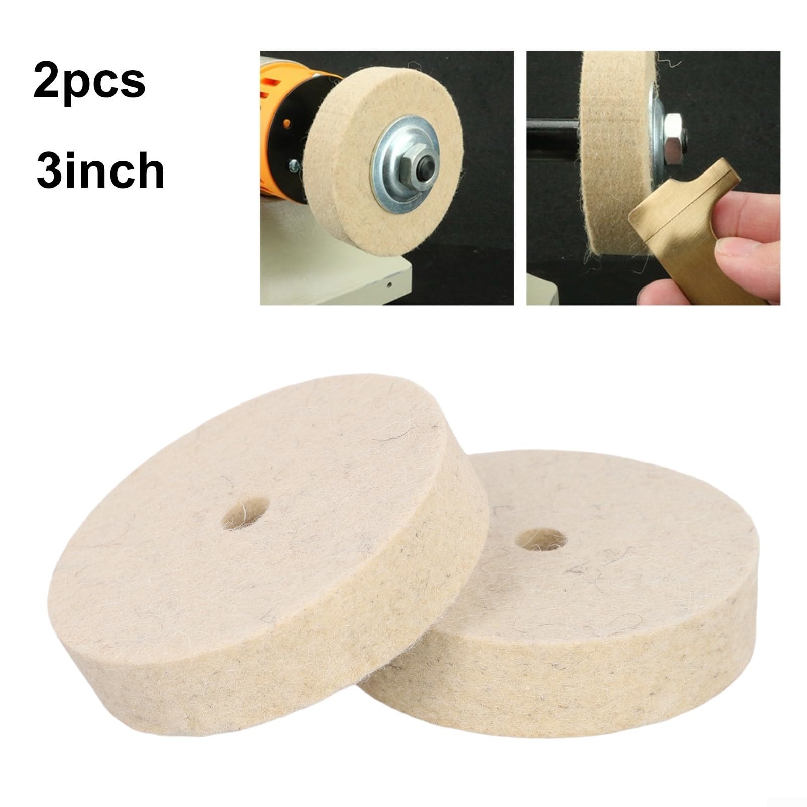 2szt. 3 cale 75mm Tarcza polerska z wełny filcowej Dysk ścierny do szlifierki stołowej, biały