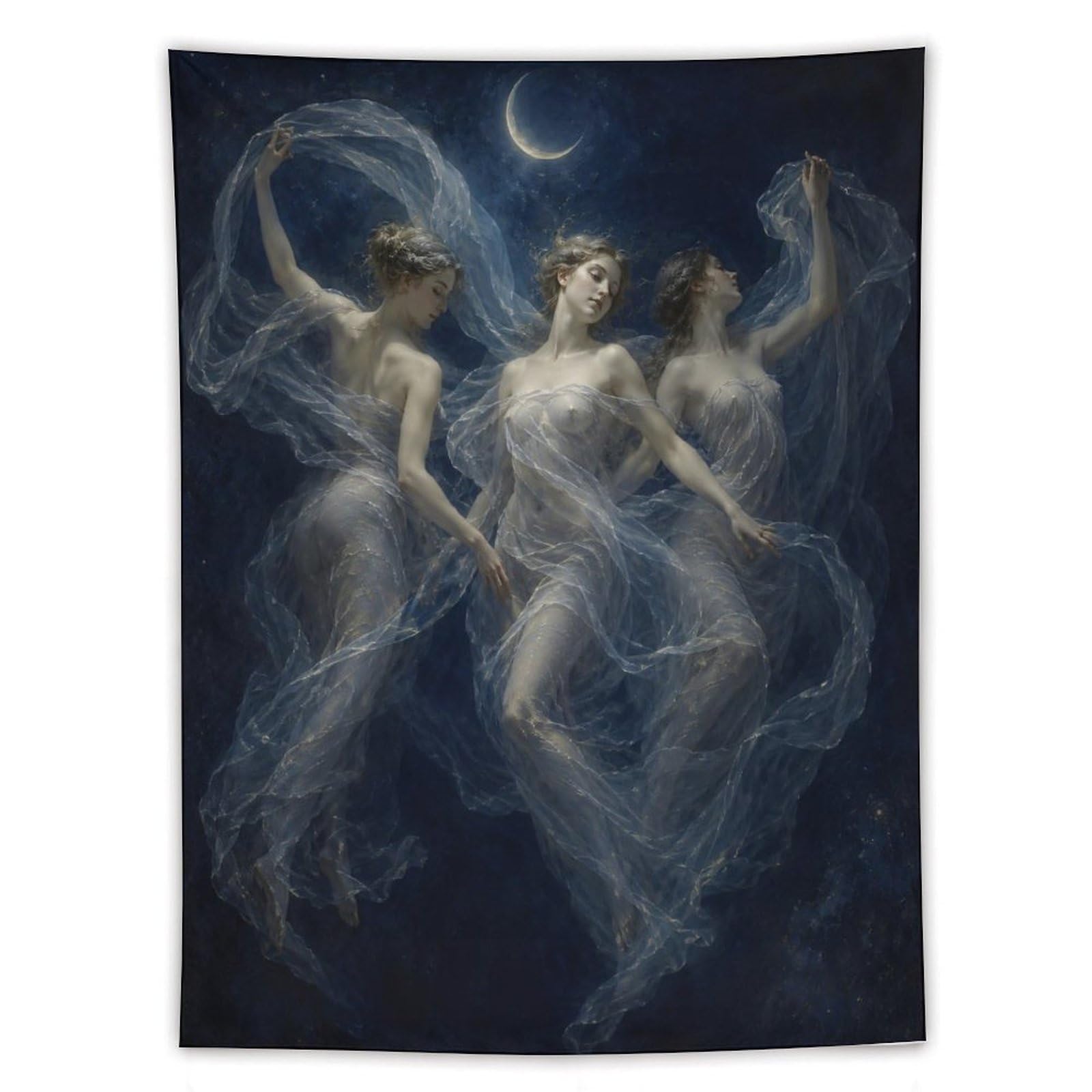 H3B8U2Y5 Moon Dancers Wall Tapestry, Surrealist Style, Living Room