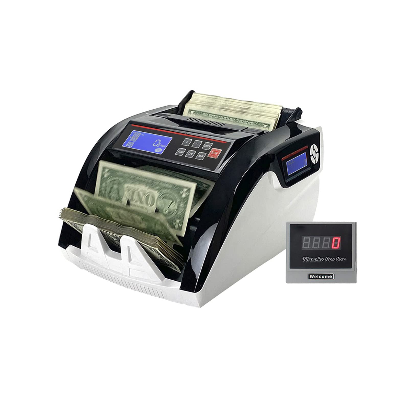 Conta Banconote Multifunzionale - Rilevamento UV/MG - velocità di conteggio di 1000 Banconote al Minuto - Ideale per Euro, USD, GBP - Aggiunta Perfetta per Banche e Negozi
