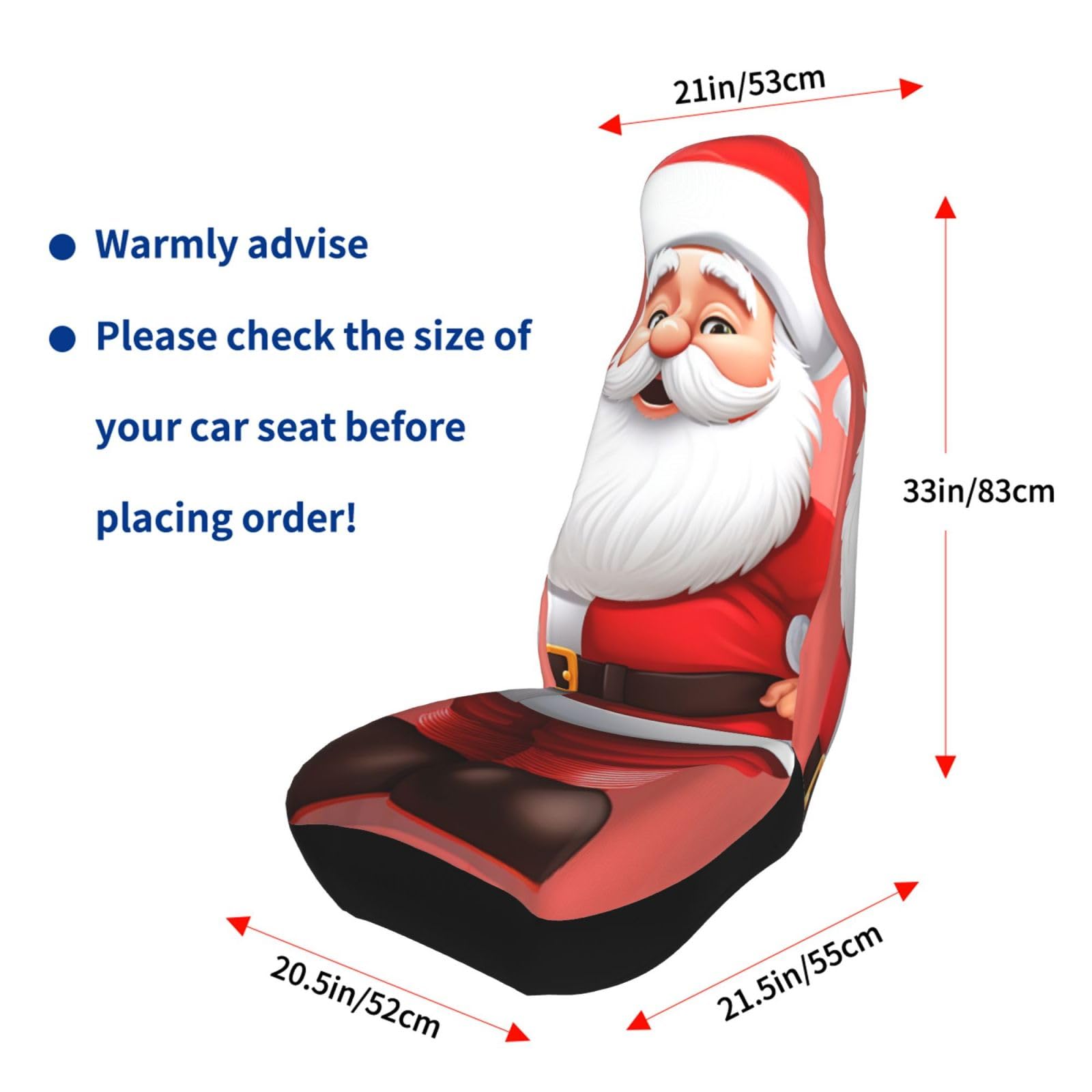 Set di 2 coprisedili anteriori per auto, lavabili, con stampa di Babbo Natale, universali, per sedili anteriori, adatti per accessori auto