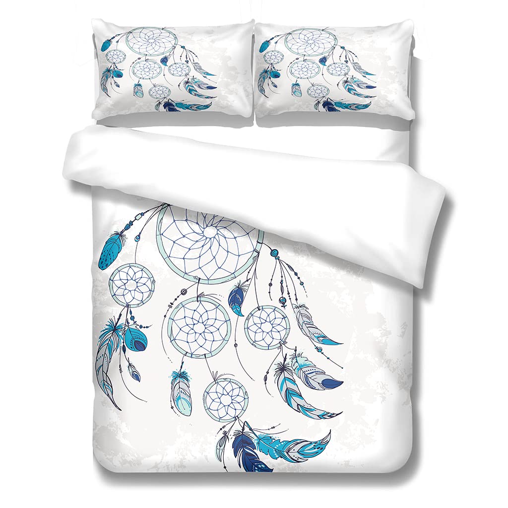 Housse De Couette 160x200cm Microfibre Douce - Motif Double Face 'Monde Suspendu' - Parure 3 Pièces Lavable Machine