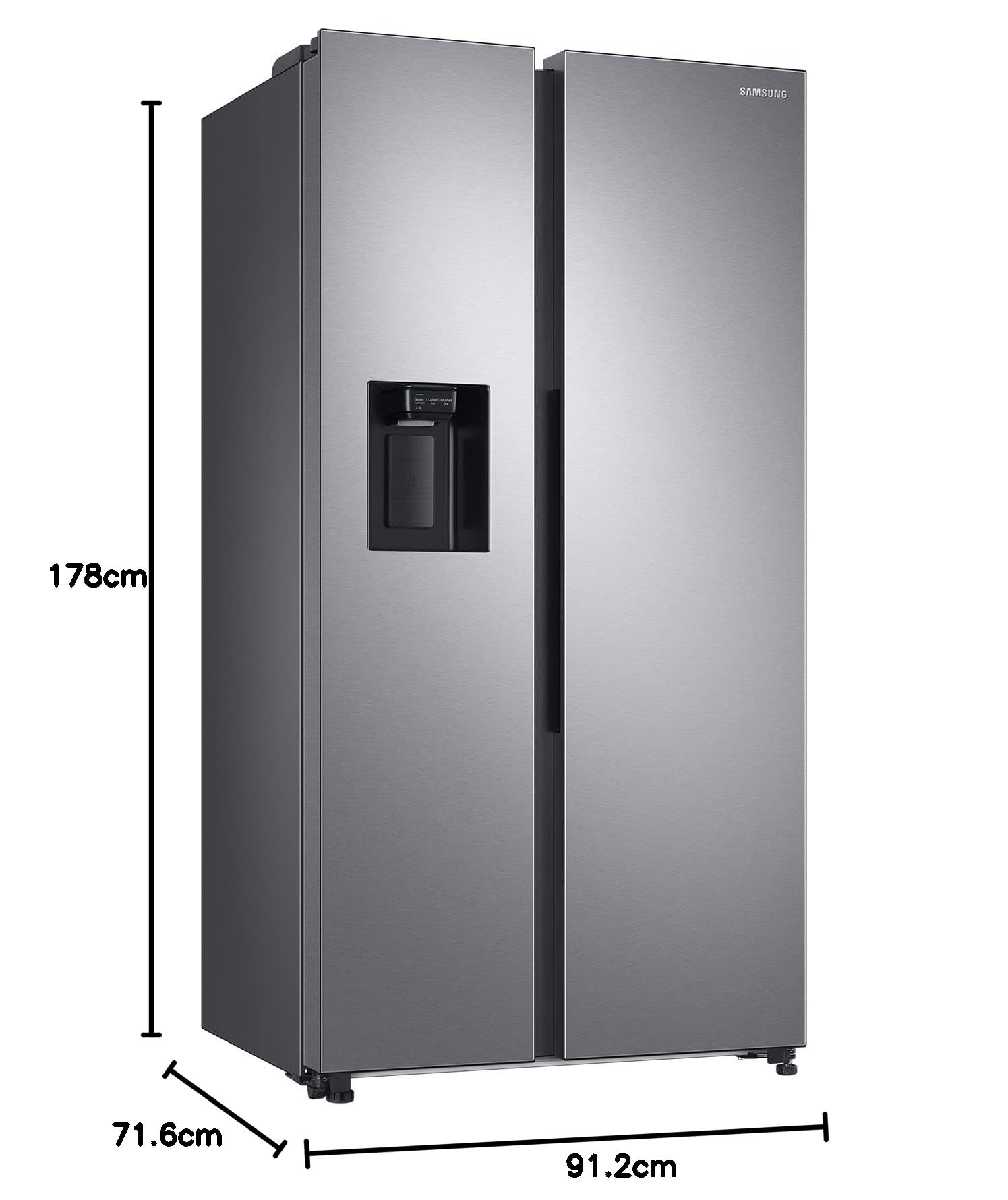 Samsung RS6GA884CSL/EG - Frigorifero side-by-side 178 cm, 635, controllo WiFi, livello di rumore, 35 dB(A), distributore di acqua e ghiaccio, metallo Cooling, attacco per acqua fresca, look in