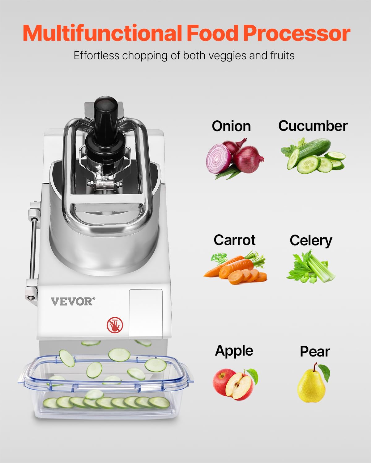 VEVOR Robot da Cucina e Tritatutto per Verdure, 2 Fori di Alimentazione, Robot da Cucina in Acciaio Inox per Uso Alimentare con 6 Lame Staccabili, Grattugia 3 mm/5 mm/7 mm/10 mm Affettatrice 2 mm/4 mm