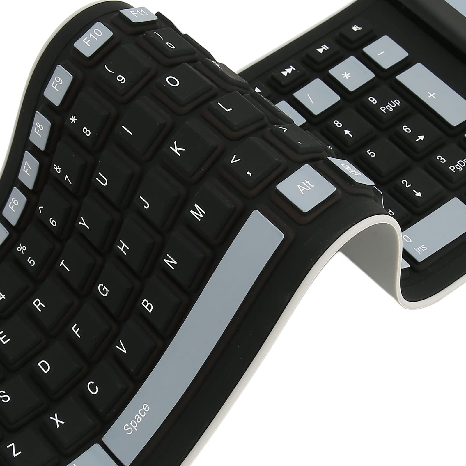 Tastiera in Silicone Pieghevole Wireless 2.4G, 103 Tasti Tastiera Silenziosa in Silicone Morbido USB Impermeabile, Tastiera Arrotolabile Flessibile Portatile per Laptop, PC (Nero)