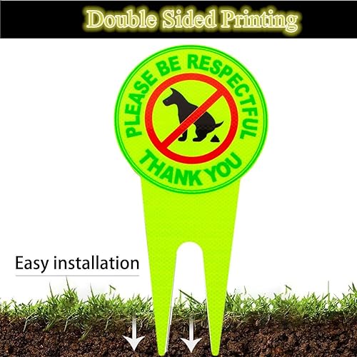 Miniatura 4 de Letrero reflectante de doble cara con estaca para perro sin caca de abeja, de 14.6 x 7.3 pulgadas, letrero con texto en inglés Please Be Respectful